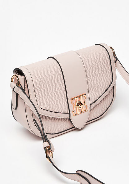 Elle Textured Crossbody Bag with Twist and Lock Closure