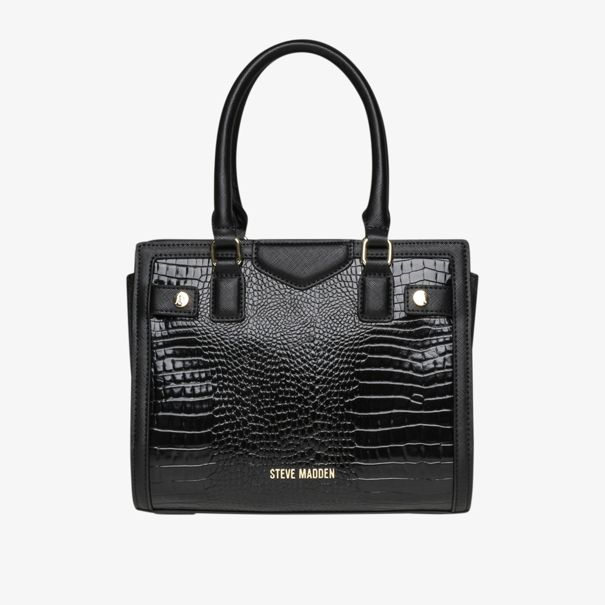 Steve Madden Averyy Bag チャーム付き トートバッグ AVERYY Black Women's Shoulder Strap Satchel Tote Handbag