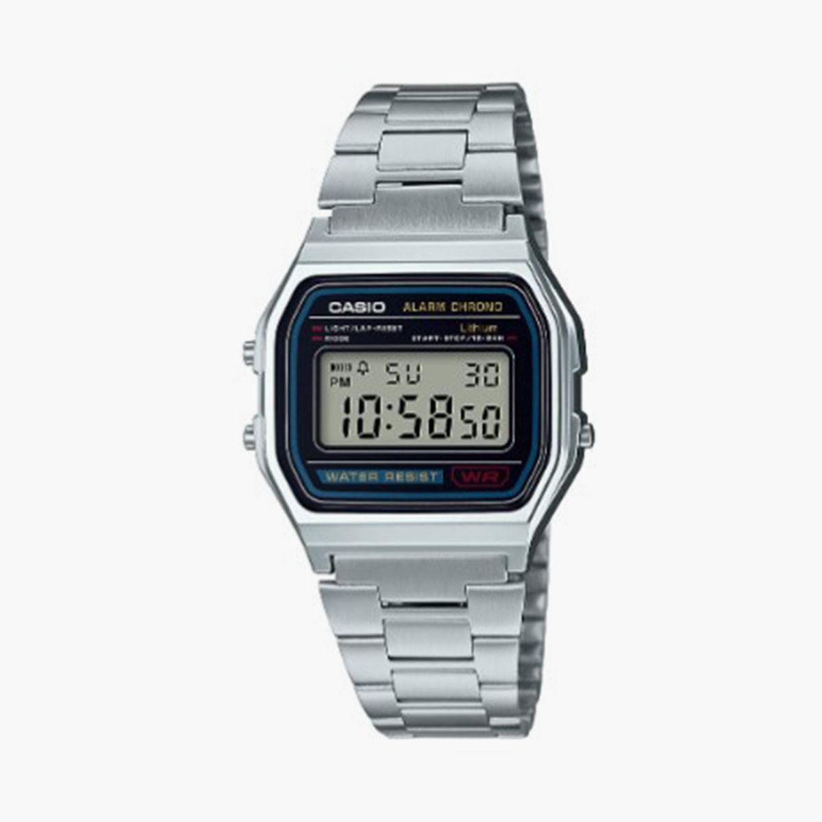 ساعة كاسيو رقمية بسوار فضي للجنسين - A158WA-1DF-men-watchesandjewellery-watches-image-1