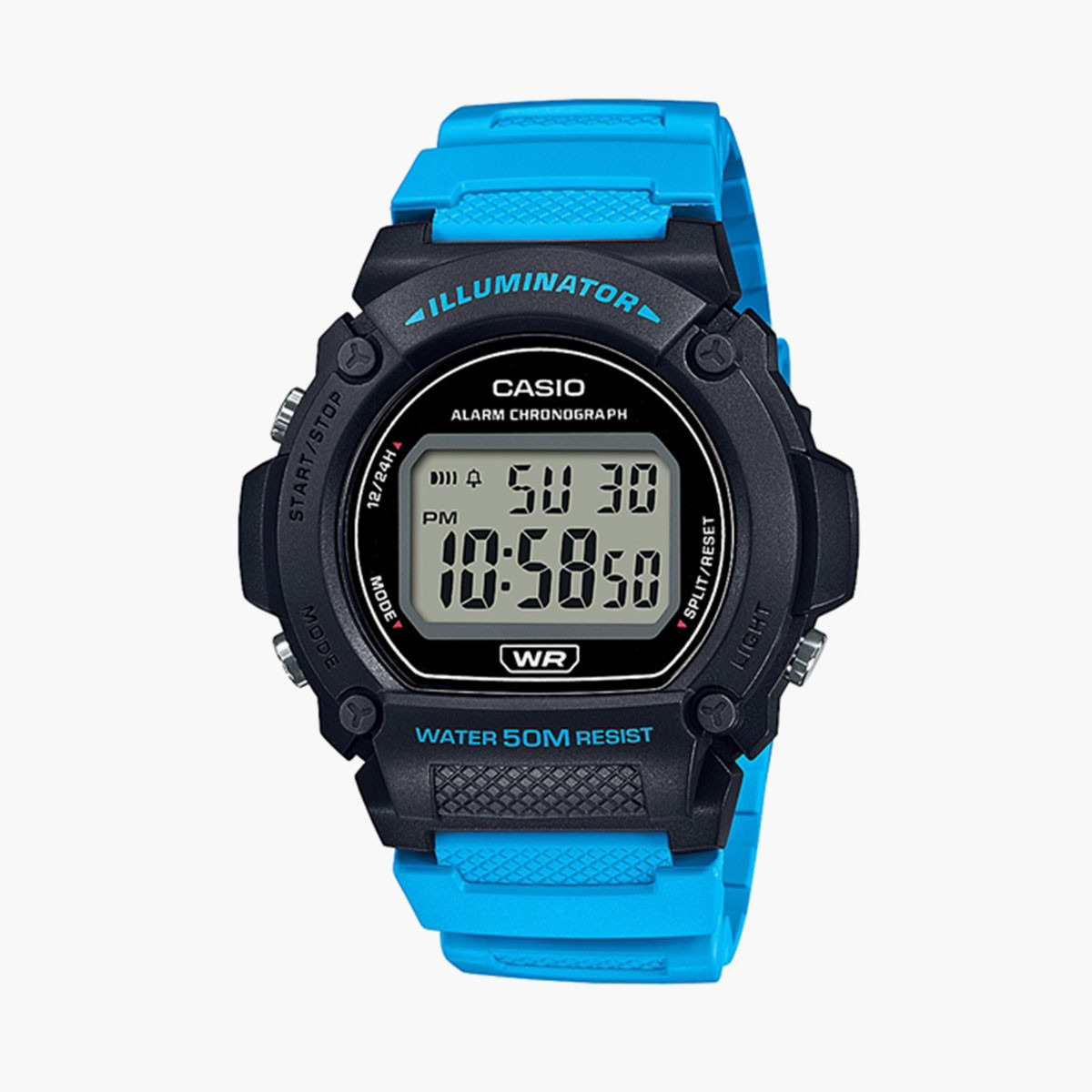 ساعة كاسيو الرقمية بسوار ازرق للجنسين - W-219H-2A2VDF-men-watchesandjewellery-watches-image-1