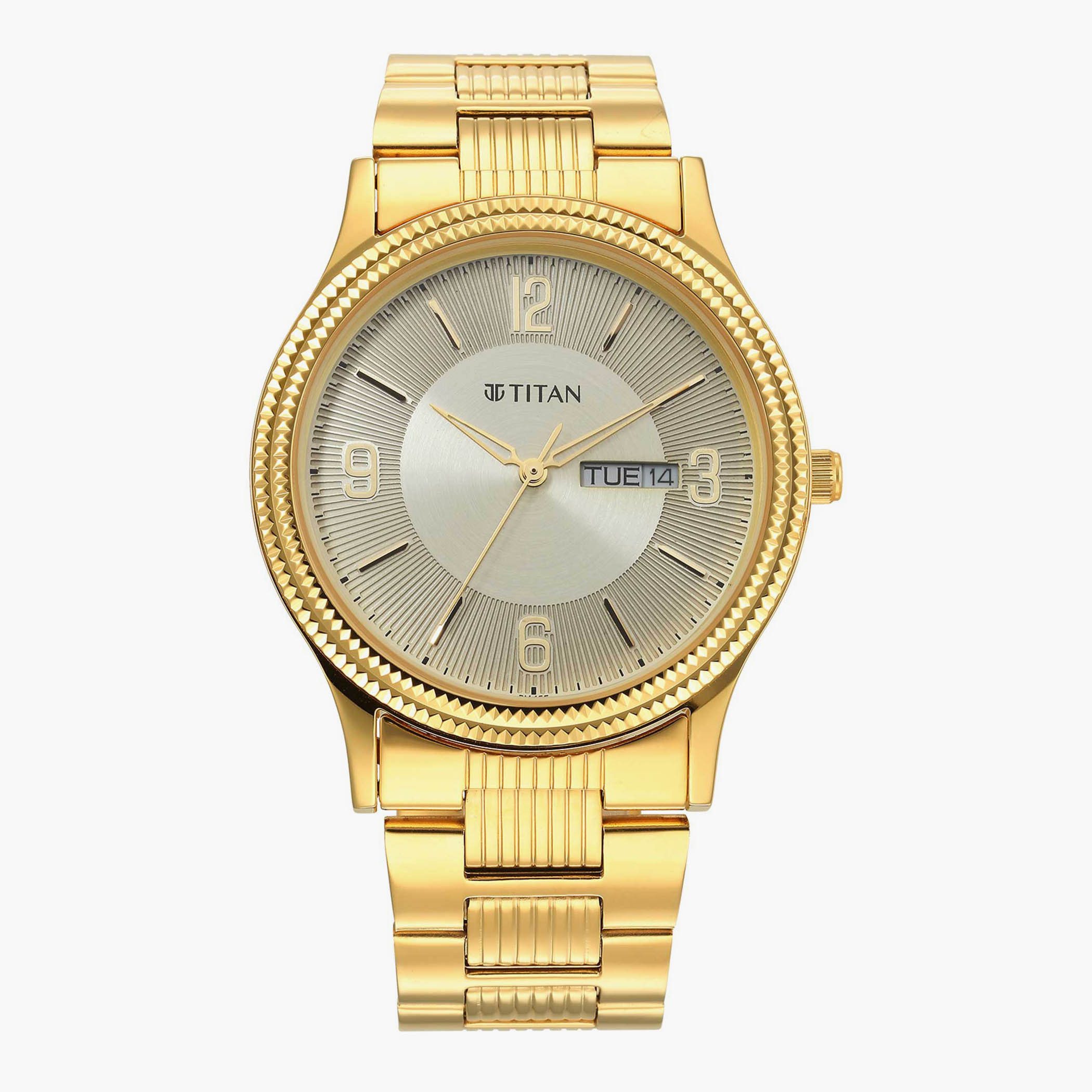 ساعة تيتان من انالوج بسوار ستانلس ستيل بلون ذهبي للرجال - 1650YM09-men-watchesandjewellery-watches-image-1