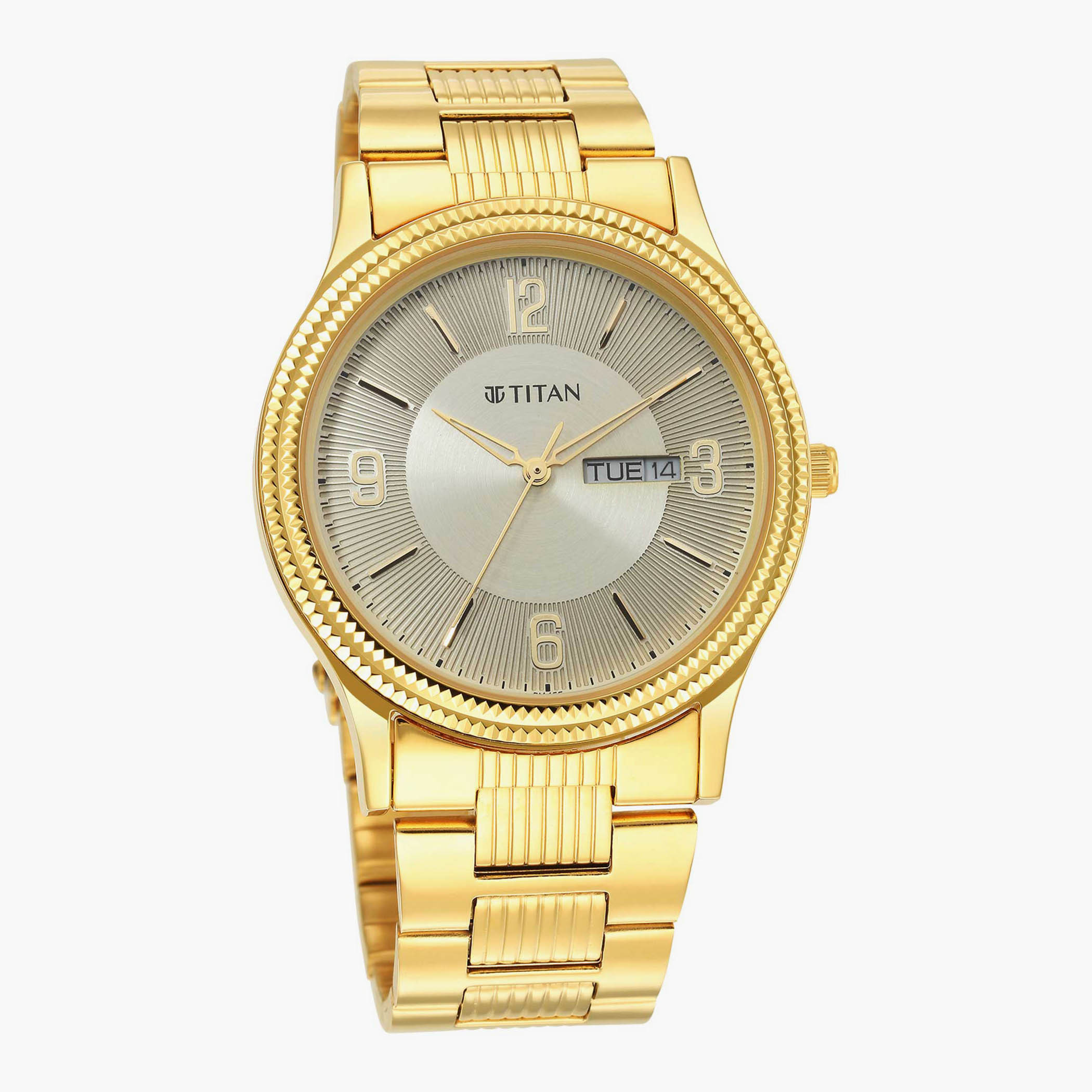 ساعة تيتان من انالوج بسوار ستانلس ستيل بلون ذهبي للرجال - 1650YM09-men-watchesandjewellery-watches-image-2