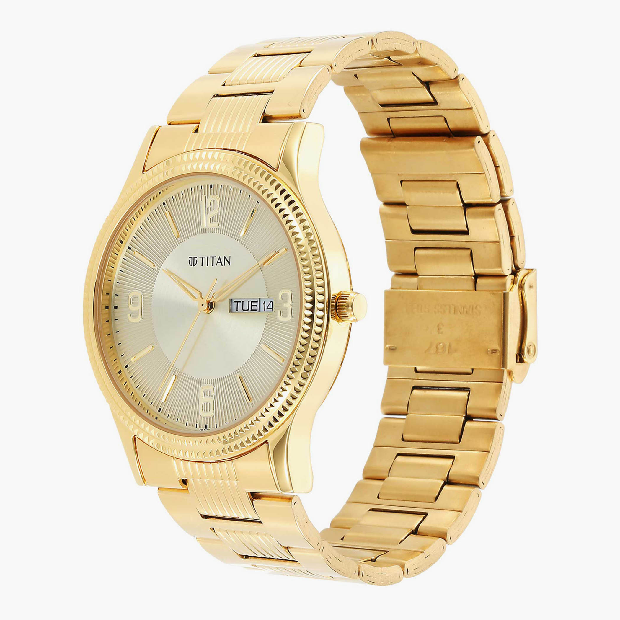 ساعة تيتان من انالوج بسوار ستانلس ستيل بلون ذهبي للرجال - 1650YM09-men-watchesandjewellery-watches-image-3