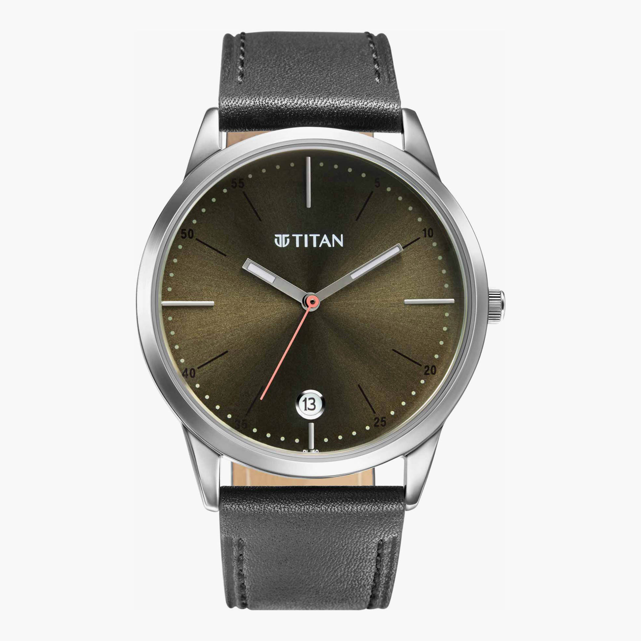 Titan Men s Black Analog Leather Strap Watch 1806SL06