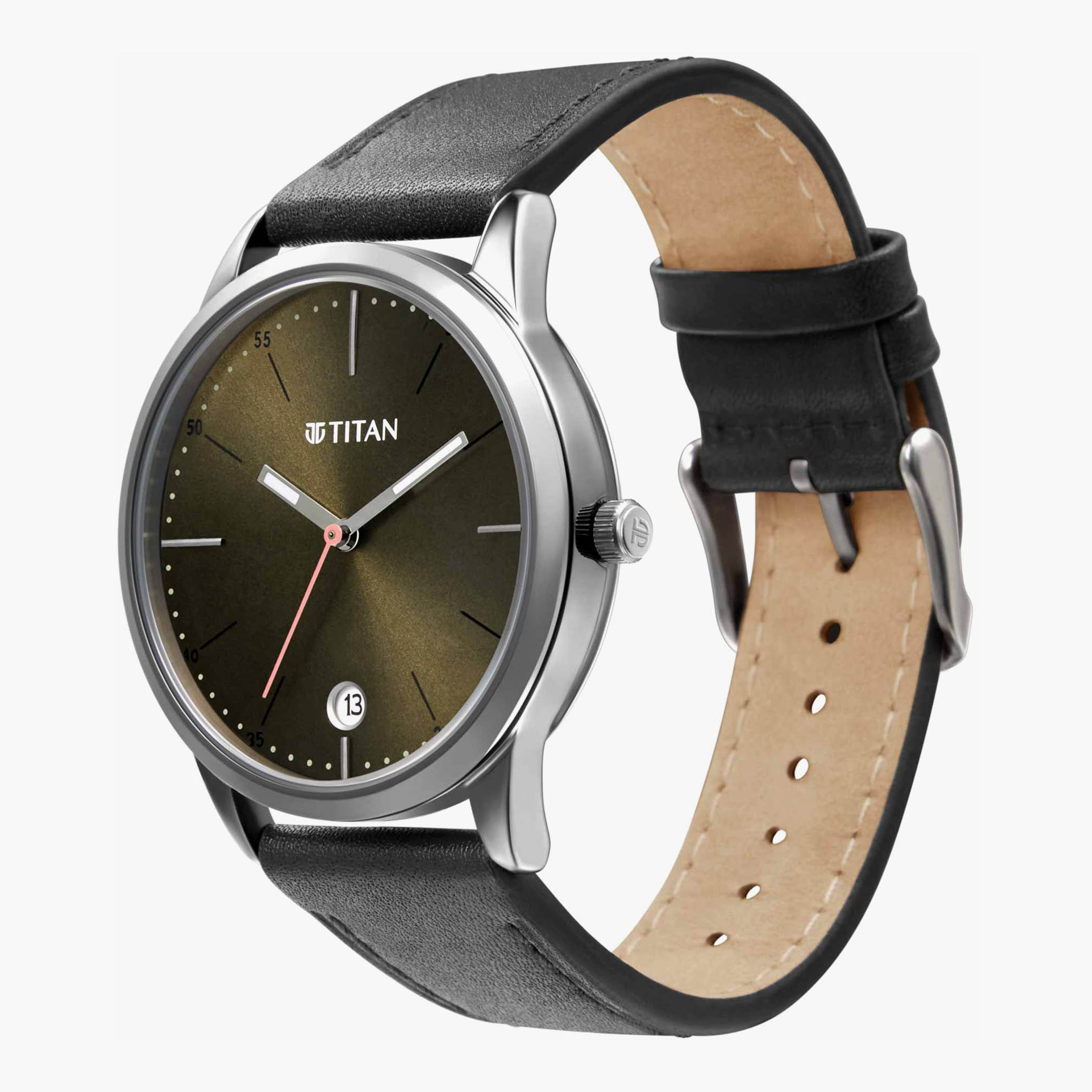 ساعة أنالوج بسوار جلدي اسود للرجال من تيتان   1806SL06-men-watchesandjewellery-watches-image-2