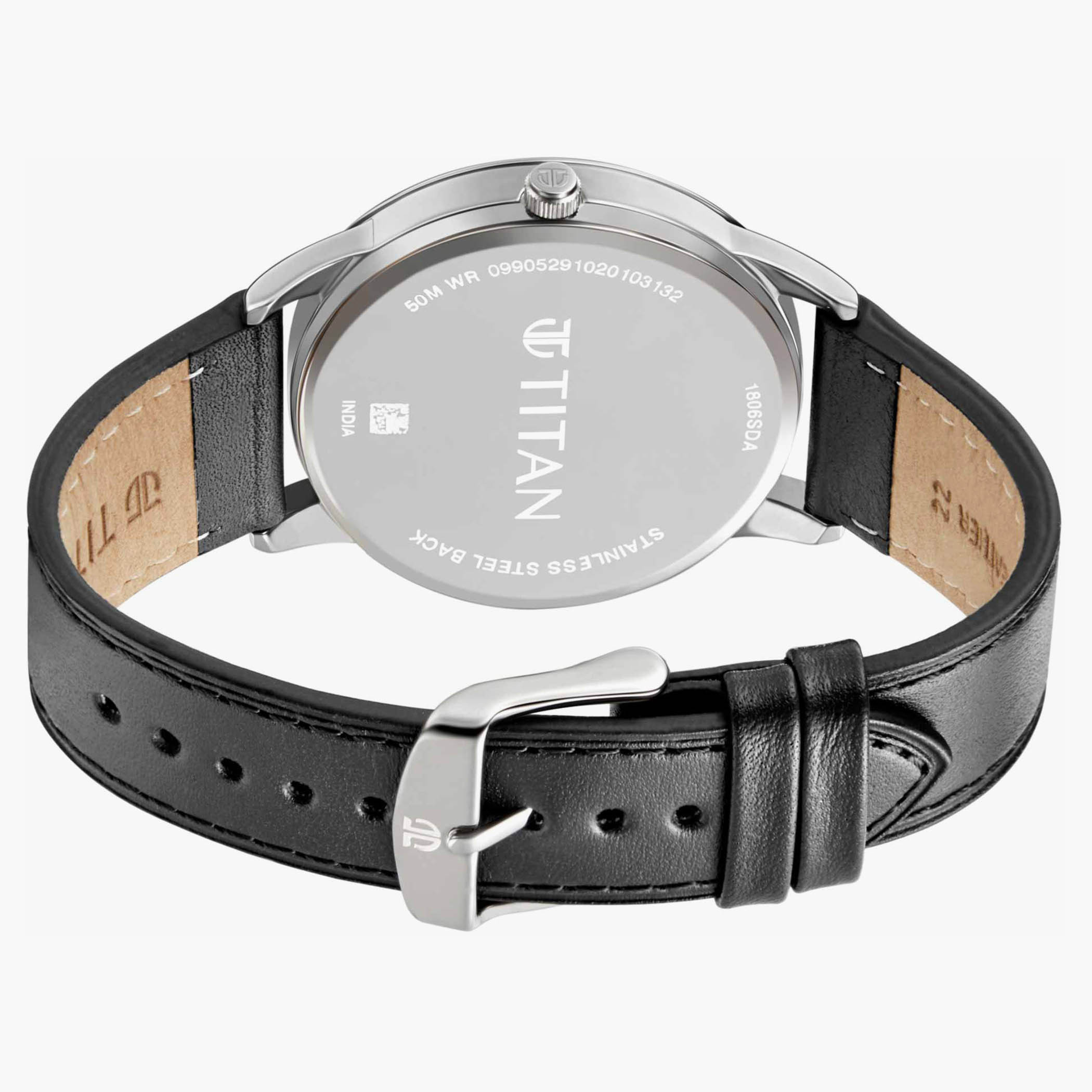 ساعة أنالوج بسوار جلدي اسود للرجال من تيتان   1806SL06-men-watchesandjewellery-watches-image-4