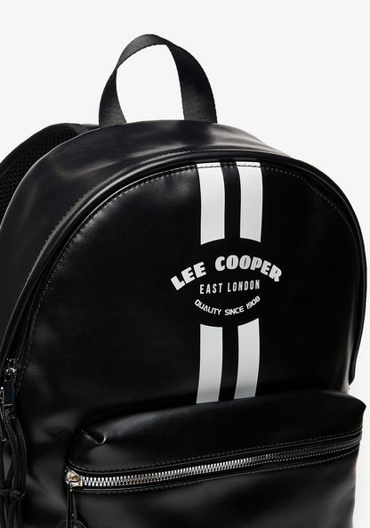 Lee Cooper Logo Print Backpack with Adjustable Straps and Zip Closure-Women%27s Backpacks-image-3