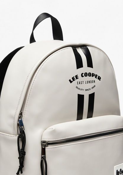 Lee Cooper Logo Print Backpack with Adjustable Straps and Zip Closure-Women%27s Backpacks-image-2