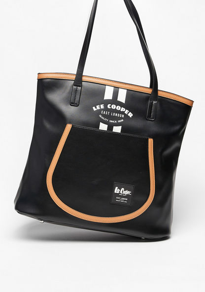 Lee Cooper Logo Print Tote Bag with Double Handles-Women%27s Handbags-image-1