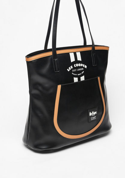 Lee Cooper Logo Print Tote Bag with Double Handles-Women%27s Handbags-image-2