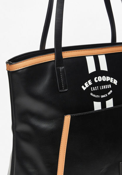 Lee Cooper Logo Print Tote Bag with Double Handles-Women%27s Handbags-image-3