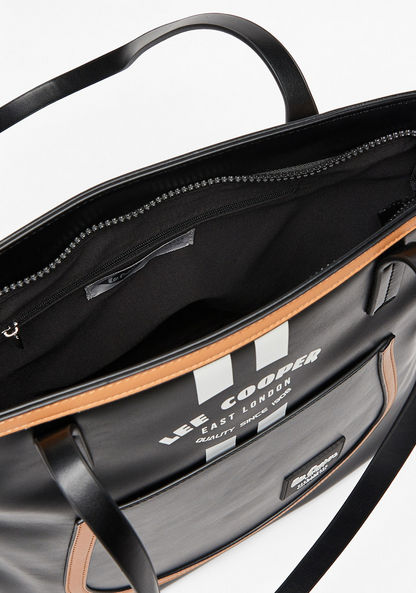 Lee Cooper Logo Print Tote Bag with Double Handles-Women%27s Handbags-image-4