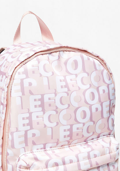 Lee Cooper Logo Print Backpack with Adjustable Straps-Women%27s Backpacks-image-2
