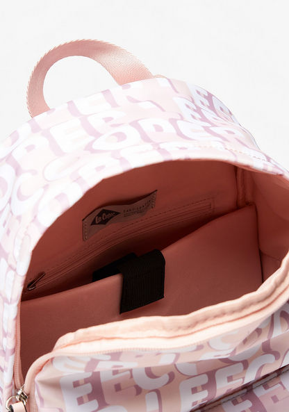 Lee Cooper Logo Print Backpack with Adjustable Straps-Women%27s Backpacks-image-4