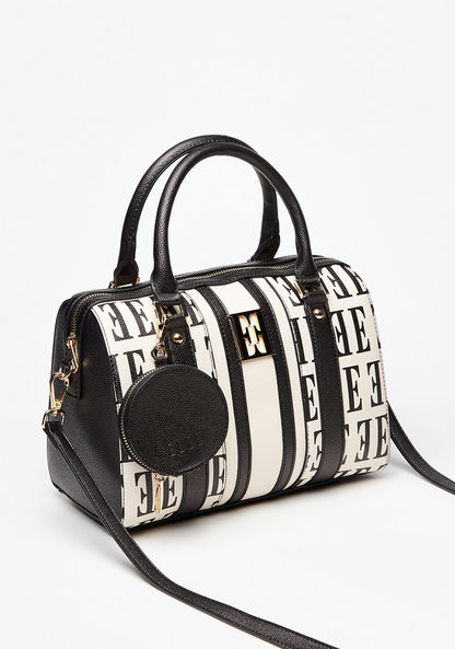 Elle Printed Bowler Bag with Adjustable Strap and Pouch
