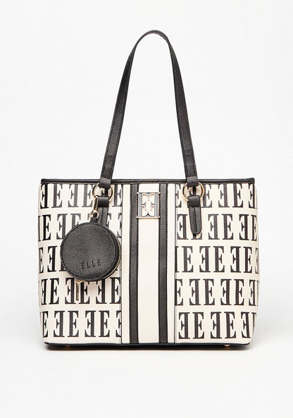 Elle Printed Tote Bag with Coin Purse Charm-Women%27s Handbags-image-0