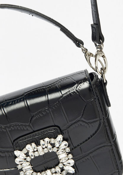 Celeste Textured Crossbody Bag with Stone Embellished Buckle and Top Handle-Women%27s Handbags-image-3