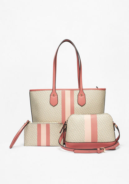 Celeste Printed Tote Bag with Crossbody Bag and Pouch