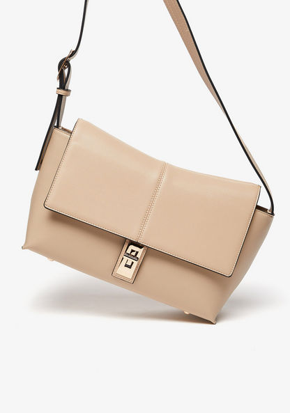 Celeste Solid Shoulder Bag with Adjustable Strap and Twist Lock Closure-Women%27s Handbags-image-2