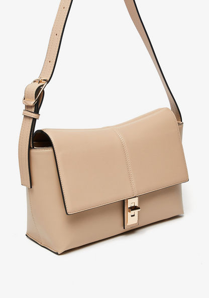 Celeste Solid Shoulder Bag with Adjustable Strap and Twist Lock Closure-Women%27s Handbags-image-3