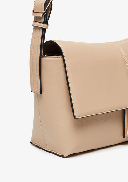 Celeste Solid Shoulder Bag with Adjustable Strap and Twist Lock Closure