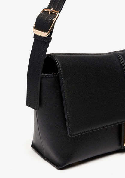 Celeste Solid Shoulder Bag with Adjustable Strap and Twist Lock Closure