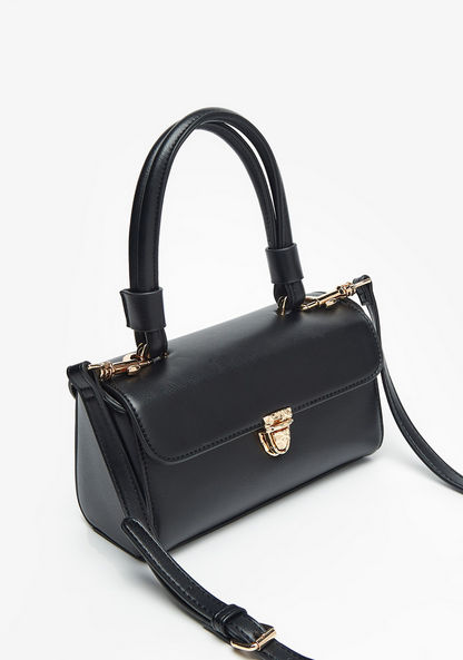 Celeste Solid Satchel Bag with Detachable Strap and Clasp Closure-Women%27s Handbags-image-3