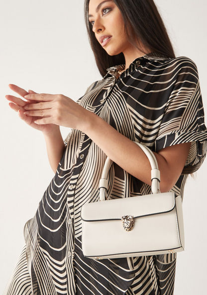 Celeste Solid Satchel Bag with Detachable Strap and Clasp Closure-Women%27s Handbags-image-0