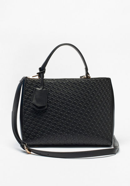 Celeste Monogram Embossed Tote Bag with Handle Zip Closure-Women%27s Handbags-image-1