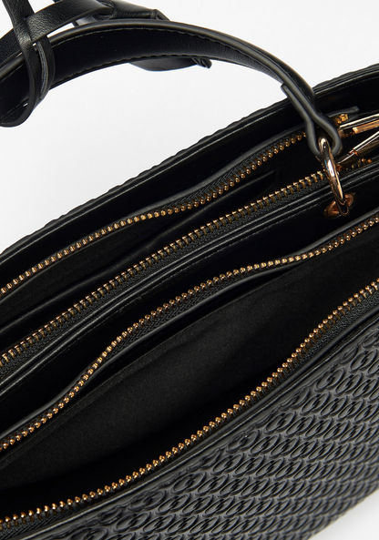 Celeste Monogram Embossed Tote Bag with Handle Zip Closure-Women%27s Handbags-image-5