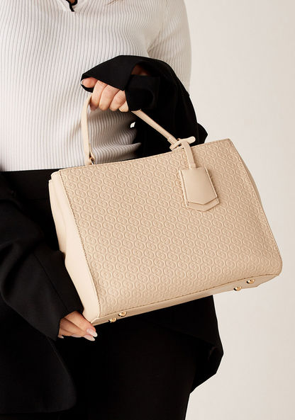Celeste Monogram Embossed Tote Bag with Handle Zip Closure-Women%27s Handbags-image-0