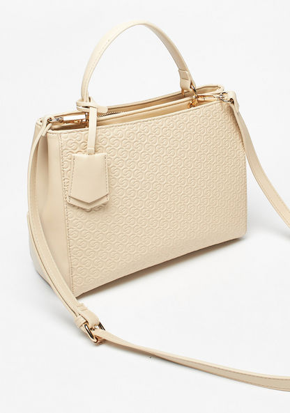 Celeste Monogram Embossed Tote Bag with Handle Zip Closure-Women%27s Handbags-image-2
