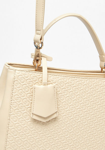Celeste Monogram Embossed Tote Bag with Handle Zip Closure-Women%27s Handbags-image-3