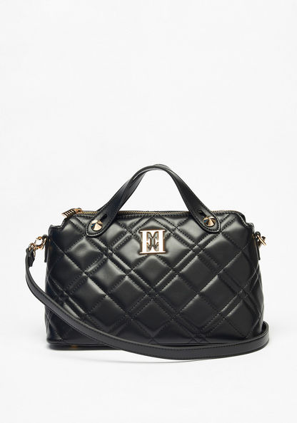 Elle Quilted Bowler Bag with Double Handles-Women%27s Handbags-image-1