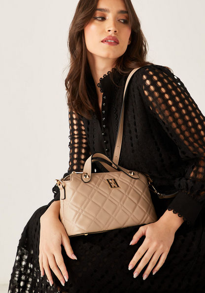 Elle Quilted Bowler Bag with Double Handles