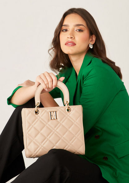 Elle Quilted Tote Bag with Strap and Double Handles