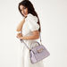 Elle Solid Satchel Bag with Chain Detail and Detachable Strap-Women%27s Handbags-thumbnail-0