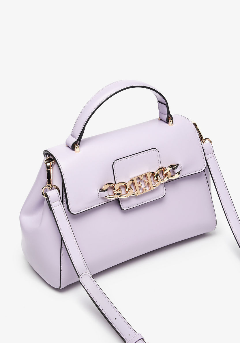 Elle Solid Satchel Bag with Chain Detail and Detachable Strap-Women%27s Handbags-image-3