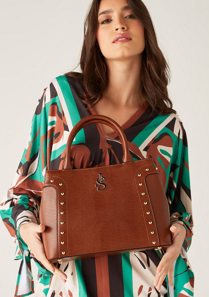 Jane Shilton Studded Tote Bag with Double Handles-Women%27s Handbags-image-0