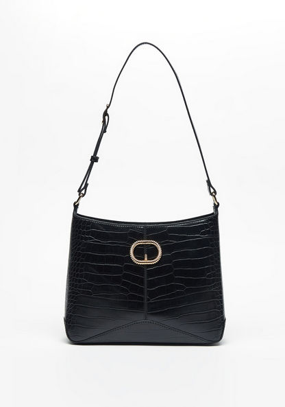 Celeste Animal Textured Shoulder Bag with Adjustable Strap and Zip Closure-Women%27s Handbags-image-0