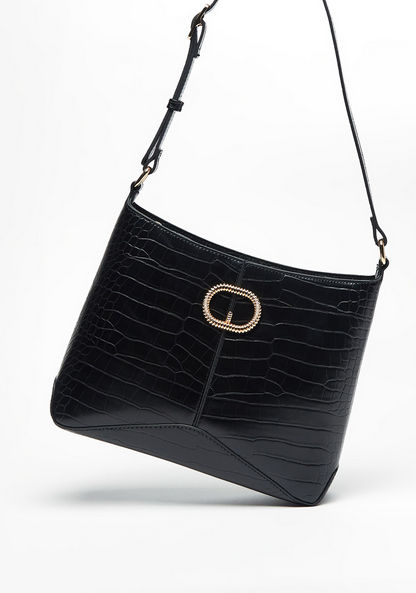 Celeste Animal Textured Shoulder Bag with Adjustable Strap and Zip Closure-Women%27s Handbags-image-2