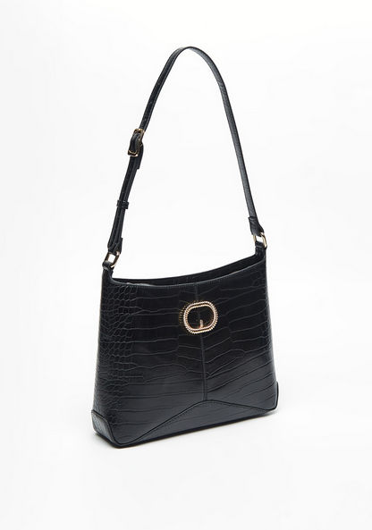 Celeste Animal Textured Shoulder Bag with Adjustable Strap and Zip Closure-Women%27s Handbags-image-3
