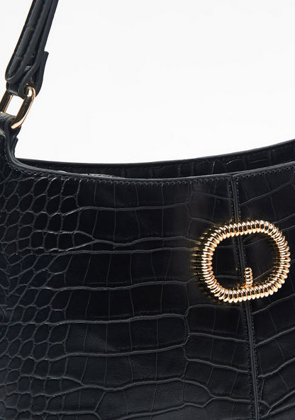 Celeste Animal Textured Shoulder Bag with Adjustable Strap and Zip Closure-Women%27s Handbags-image-4