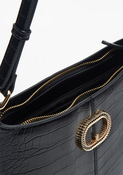 Celeste Animal Textured Shoulder Bag with Adjustable Strap and Zip Closure-Women%27s Handbags-image-5