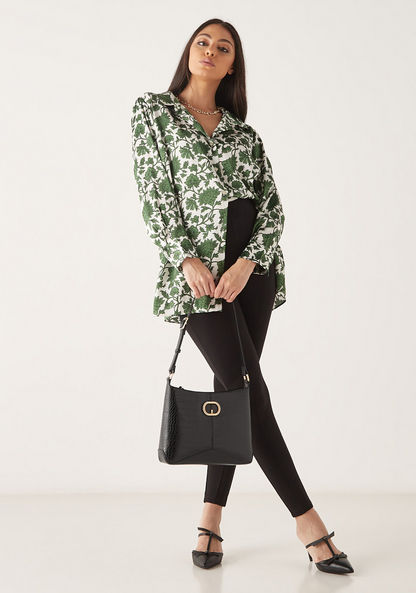 Celeste Animal Textured Shoulder Bag with Adjustable Strap and Zip Closure-Women%27s Handbags-image-6