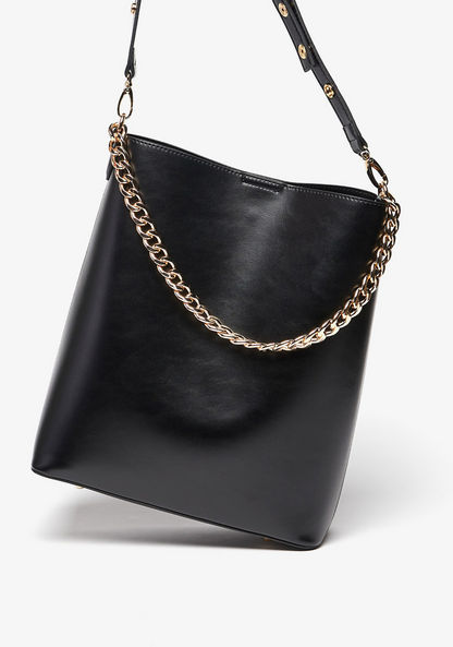 Celeste Solid Shoulder Bag with Chain Detail and Pouch-Women%27s Handbags-image-2