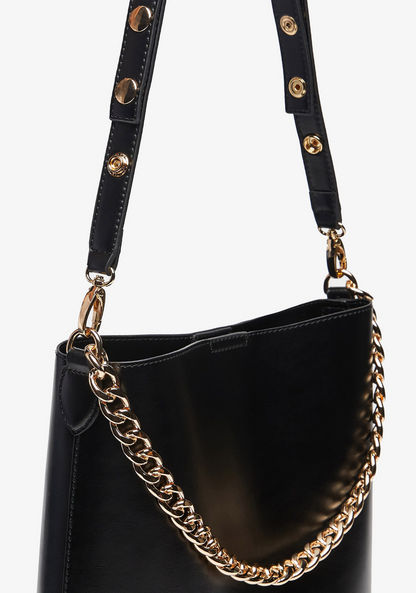 Celeste Solid Shoulder Bag with Chain Detail and Pouch-Women%27s Handbags-image-5