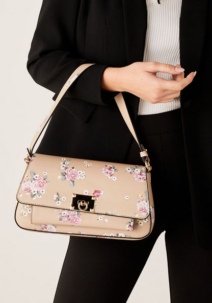 Celeste Floral Print Satchel Bag with Removable Strap and Metallic Trim-Women%27s Handbags-image-0