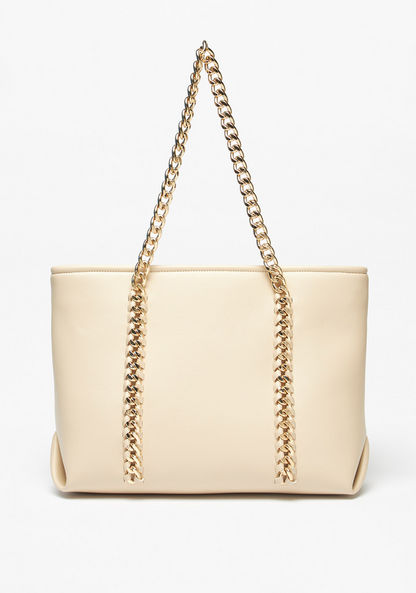 Celeste Solid Tote Bag with Metallic Chain Strap