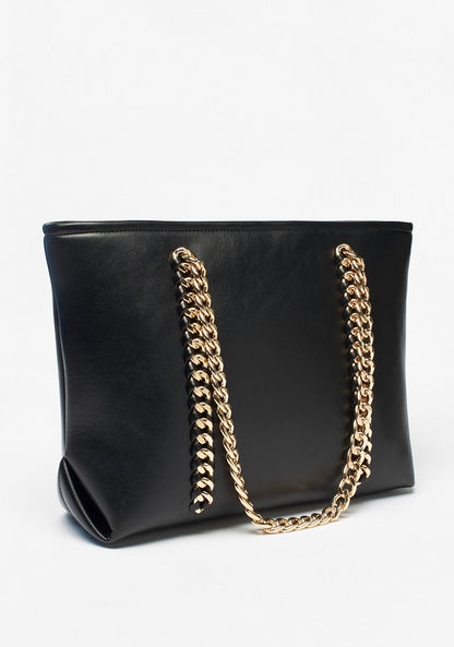 Celeste Solid Tote Bag with Metallic Chain Strap-Women%27s Handbags-image-2